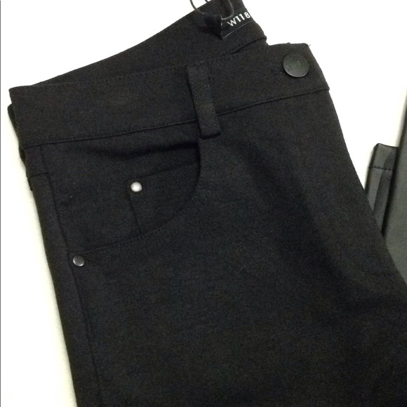 Walter Baker Pants Biker Skinny Fit Black Chaps style Vegan Leather W118 Small - Picture 7 of 8